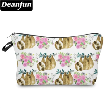 

Deanfun Printing Sloth Cosmetic Bag Flowers White Makeup Bag Waterproof Organizer 52016