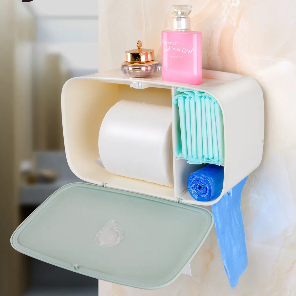 

Waterproof Hanging Tissue Box suction shelf barhroom wall organizer Multi-function Pumping Tissue Box storage rack kitchen