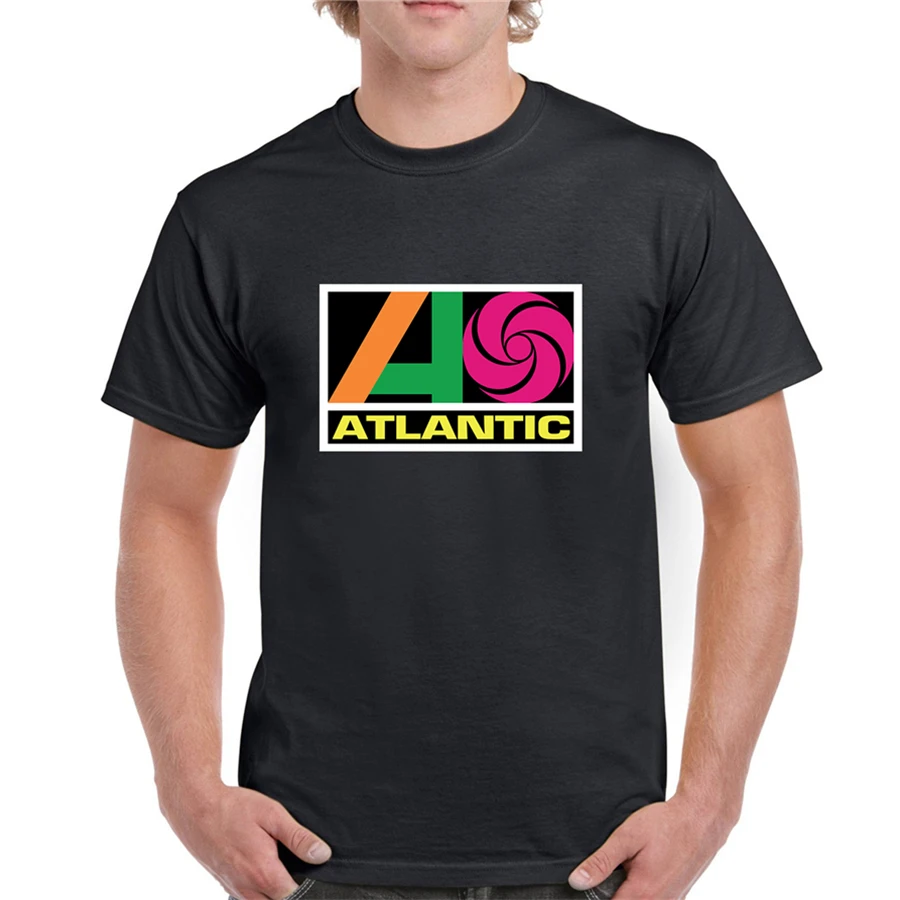 Футболка из хлопка с надписью Atlantic Records G200 черная модная классическая футболка в