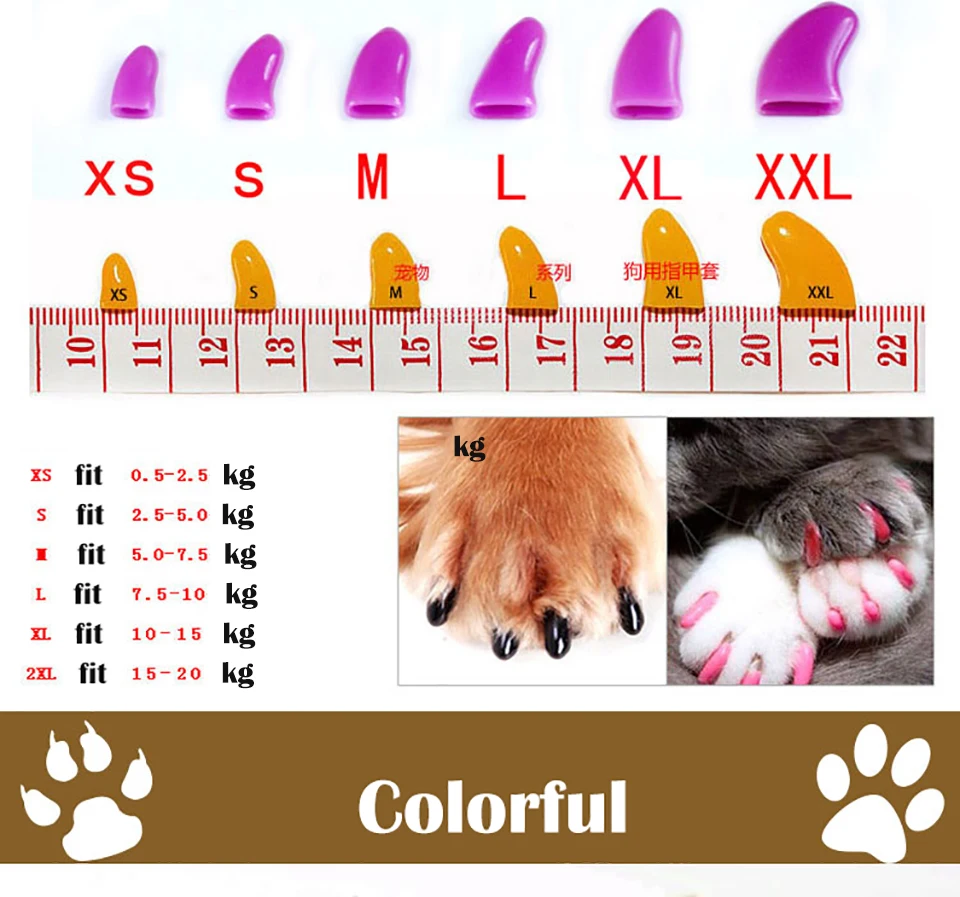 Title 3, 20Pcs Fashion Cat Nail Caps Dog Cat Claw Covers...