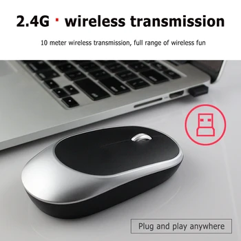 

Ultrathin 2.4G Wireless Mute Mouse 3 Buttons 1600DPI Rechargeable Home Office Mice for Laptop Notebook PC