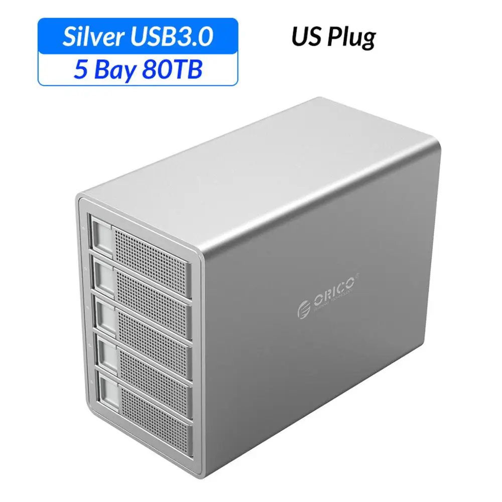 Silver US Plug Док-станция ORICO для жесткого диска предприятия 80 ТБ с двумя ЧИПАМИ 150 Вт встроенный жесткий диск чехол для 2,5 3,5 дюймовых жестких дисков HD SSD - Цвет: Silver US Plug
