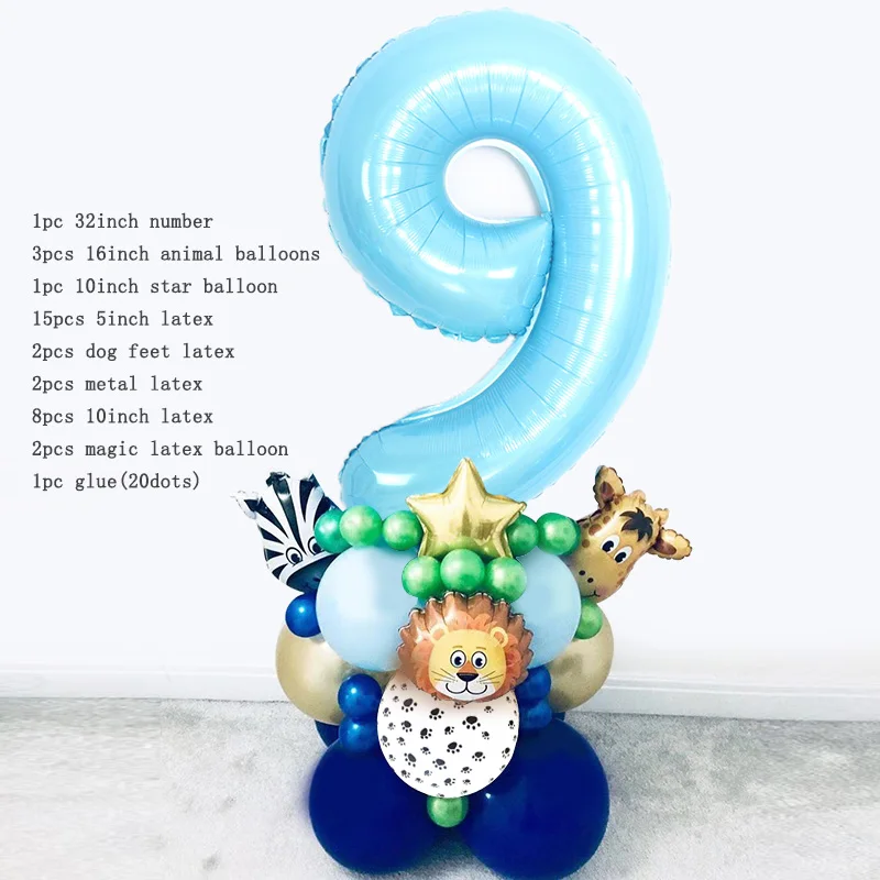 35 шт. синий шарик для дня рождения шар 1-й День рождения украшение Тигр Зебра животное на тему зоопарка поставки игрушки