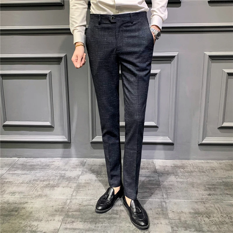 Suit trousers autumn new men's fashion plaid large size suit pants high quality fabric men's business casual slim suit pants Suit trousers autumn new men's fashion plaid large size suit pants high quality fabric men's business casual slim suit pants