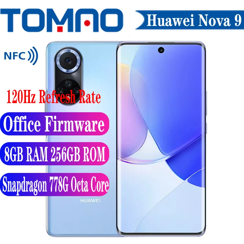 Original Offical Rom Huawei Nova 9 Smartphone Octa Core Snapdragon 778G 8GB RAM 128GB 256GB ROM 6.57" 120Hz 66W 50MP Camera NFC all huawei cell phone models