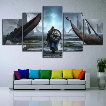

Canvas Painting Wall Art Modular Pictures 5 PiecesPcs Vikings Movie HD Printing Poster Home Decorative Modern Living Room Frame