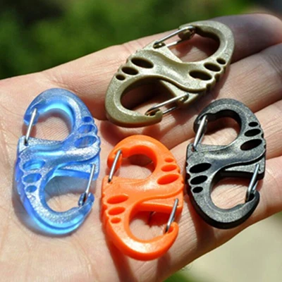 1Pcs 8 S Shape Carabiner Spring Clips Hook Outdoor Survival Keychain EDC Tool Backpack Hanging Buckle Quick Release 60kg Bearing