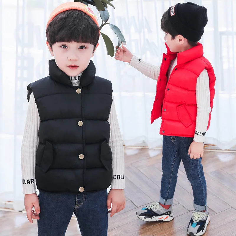 

2019 New Style Children down Feather Cotton Stand Collar Pocket Warm Autumn And Winter down Vest Baby Outer Wear Waistcoat