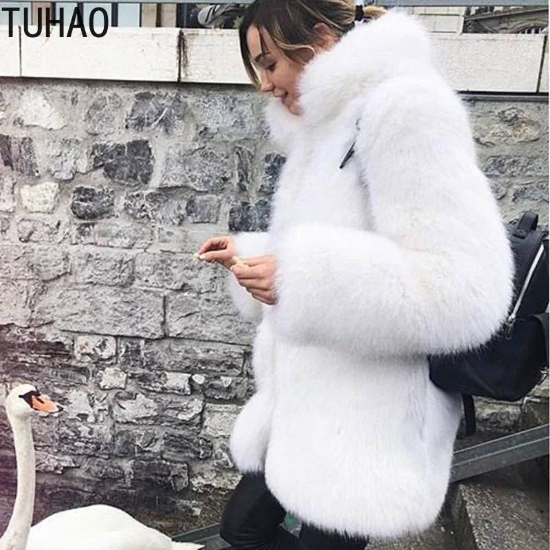 TUHAO Осень Зима Женское модное пальто из искусственного меха пальто из искусственного лисьего меха меховое пальто куртка женская одежда