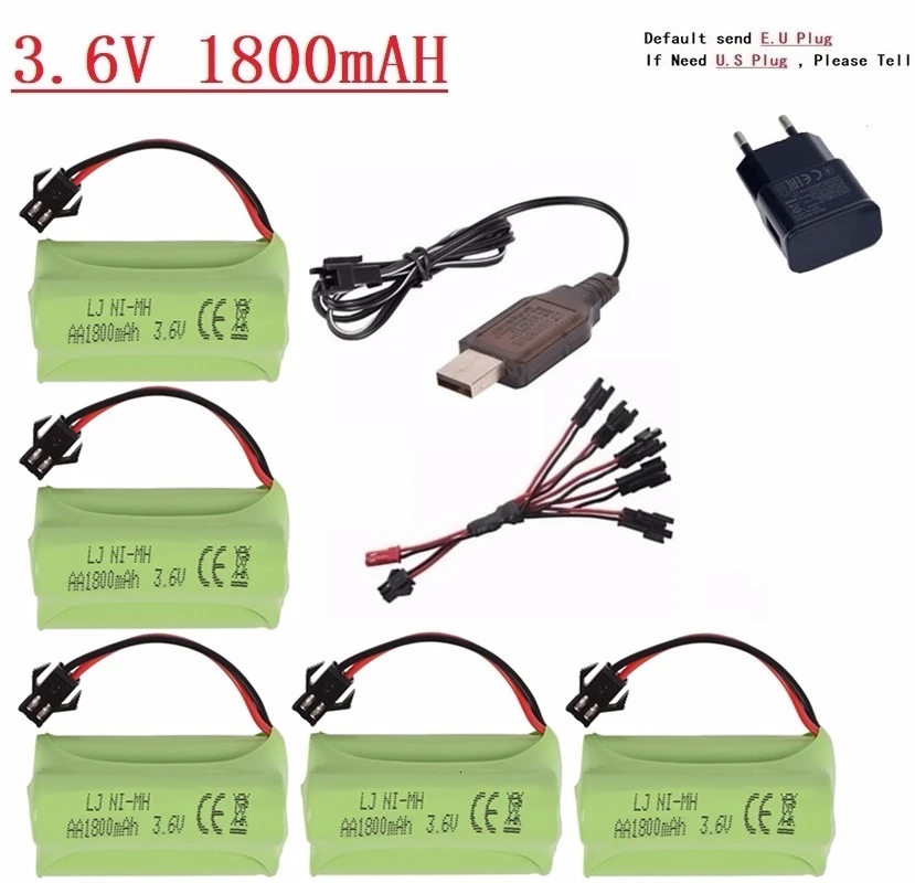 Silver T модель) Ni-MH 3,6 V 1800mah батарея+ 3,6 v зарядное устройство для Rc игрушечного автомобиля Танк Поезд Робот Лодка пистолет AA 3,6 v перезаряжаемый аккумулятор - Цвет: Silver