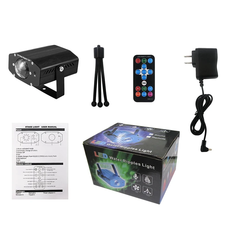 

Rgb Led Water Wave Stage Light Remote Control Stage Lights Ripple Display Projector Lamps For Party(Us Plug)