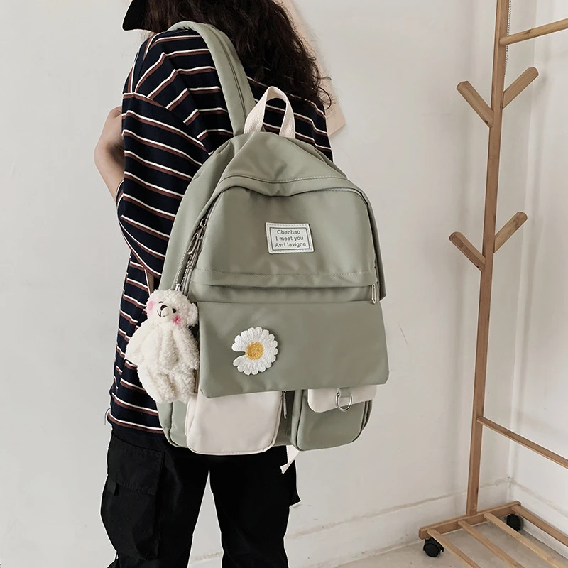 Nylon Girl Trendy Bag Fashion College Student Ladies Cute Backpack Women Flower Female Harajuku