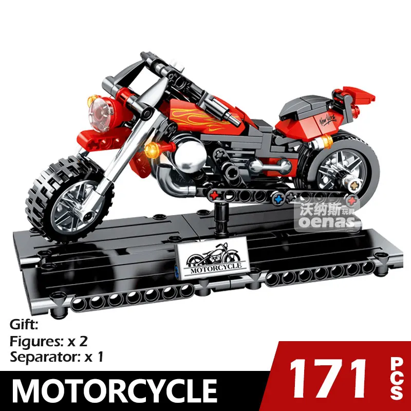 Дешево Технический мотоцикл тяжелый локомотив мотоцикл совместимый Legoed строительные блоки элементы конструктора Детские комплекты игрушки пода...
