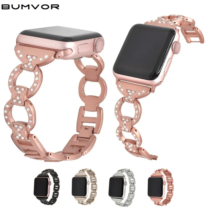 

Stainless Steel Strap for Apple Watch Band Rhinestone Diamond Band 38mm 42mm Series for Apple Watch 40mm 44mm Series 4 AW328