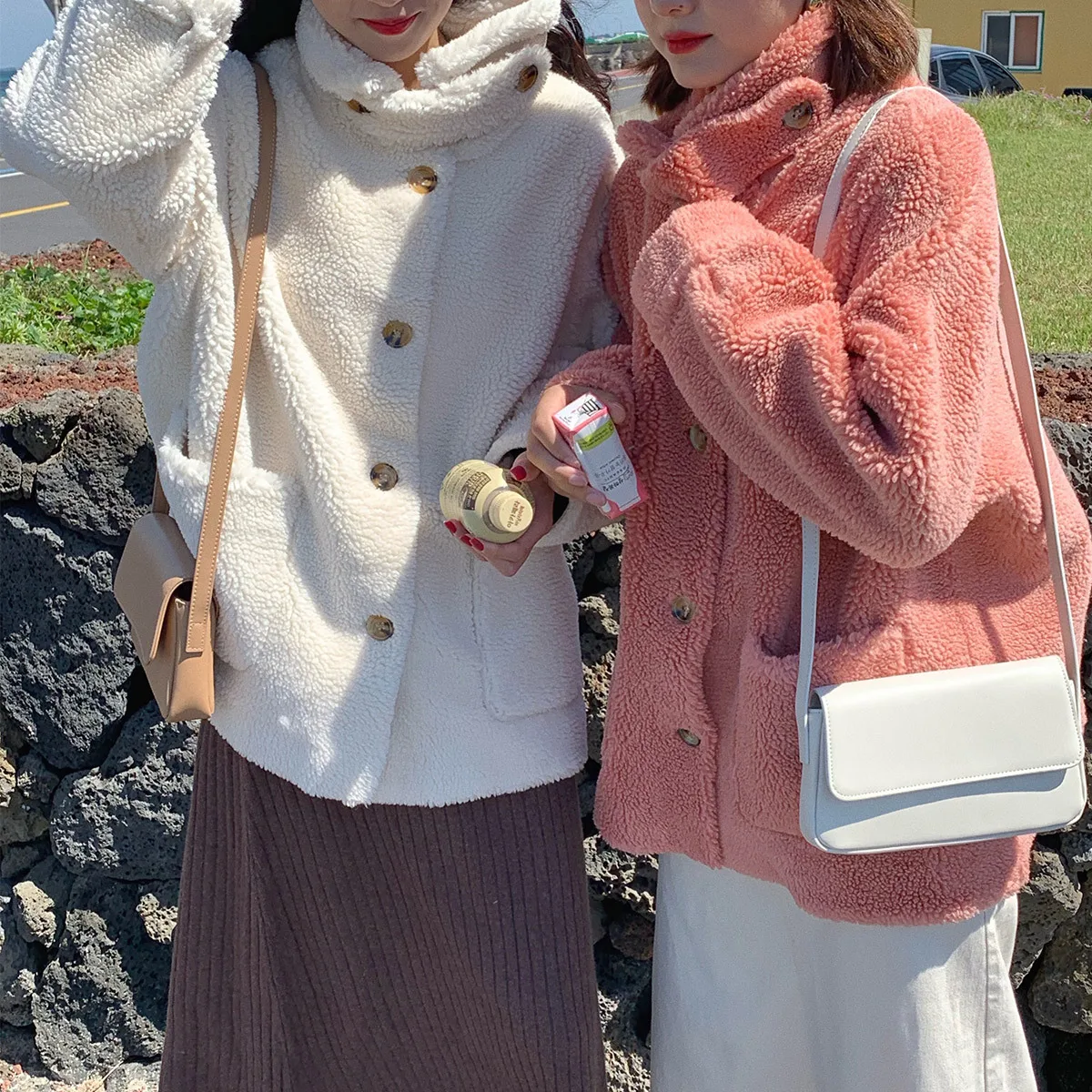

2019 Autumn And Winter Korean-style Loose-Fit 3-Color Berber Fleece Fur Cardigan Coat Women's Winter Loose Lambs Wool Jacket