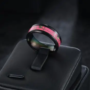 Luminous ECG Ring Stainless Steel  Promise Heartbeat  Glowing Jewelry for Men Women 5