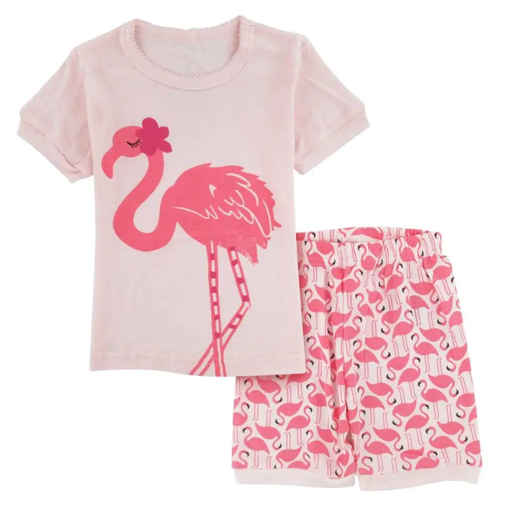 Детские пижамы для мальчиков и девочек одежда для сна с единорогом детская пижама с динозавром детские весенние летние пижамы Домашняя одежда, комплект одежды для девочек Bebe - Цвет: Flamingo
