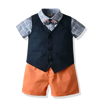 

3Pcs Toddler Kids Baby Boy Gentleman Clothes Shirt Tops Vest Shorts Formal Outfit Set 2-7Years