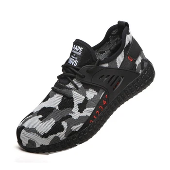 

Safety Footwear Steel Toe Puncture Proof Safe Working Camo Spring Breathable Mesh Casual Shoe Men Work Sneakers