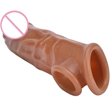 Male Dildos Condom Delay Ejaculation Reusable Penis Sleeve Male Enlargement Dick Extender Sex Toys for Men Enhancer Penis Ring 5