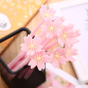 

2PC Soft Gel Flower Gel Pen Creative Stationery Beautiful Cherry Blossom Water-based Pen Girl Heart Series Office Signature Pen