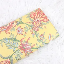 Полуметровая однотонная хлопковая ткань с желтым дном и цветочными листьями, ручная работа, платье для одежды, детская ткань, хлопок, CR-279