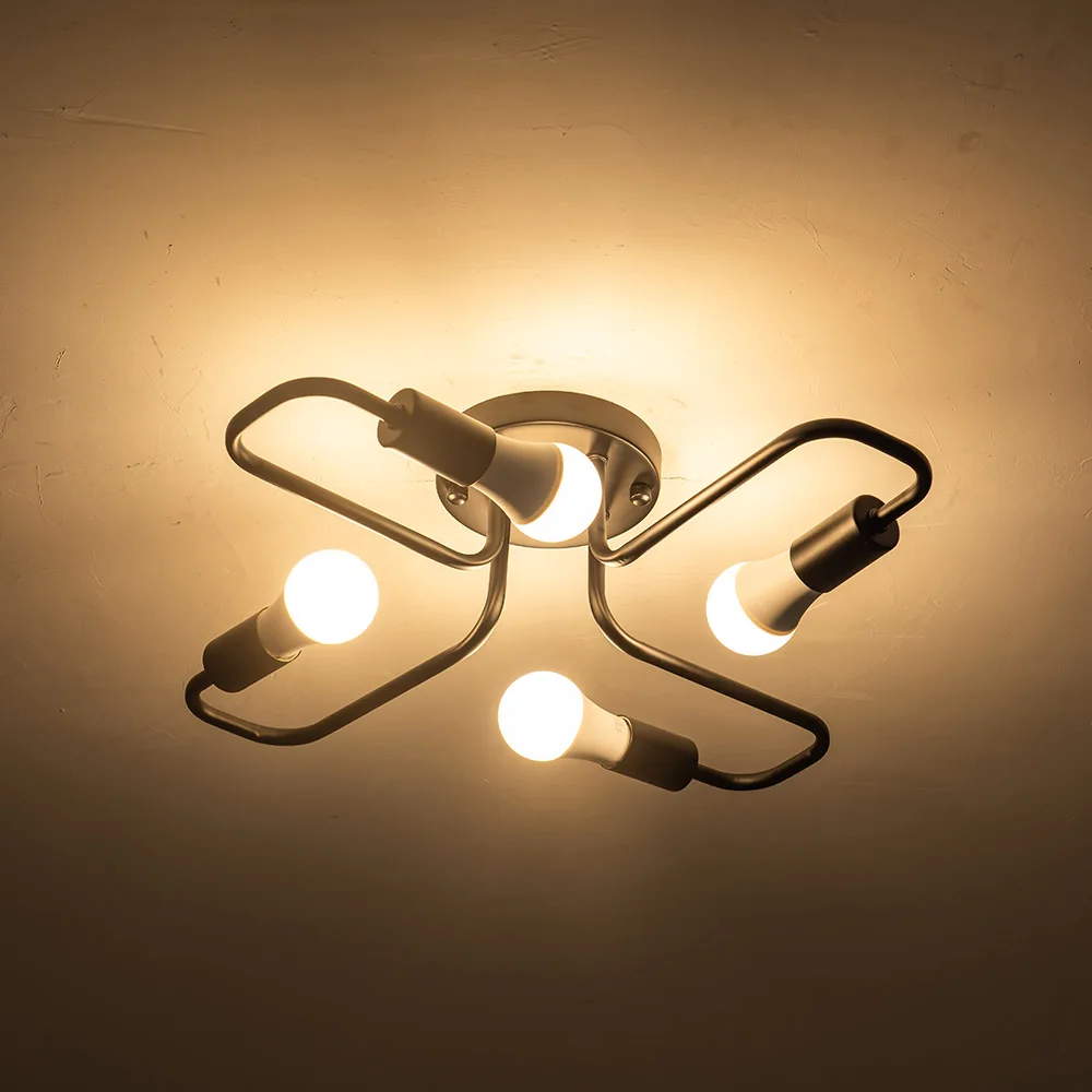 

Nordic Iron 4 lights ceiling lighting loft Branching Bulb lamp Modern Ceiling Lamps Living Room indoor light E27