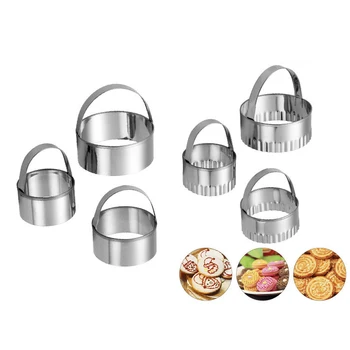 

Stainless Steel Biscuit Cutter Model 3-Piece Cookie Cutter with Handle Biscuit Cutter Set Baking Tool Kitchen Supplies