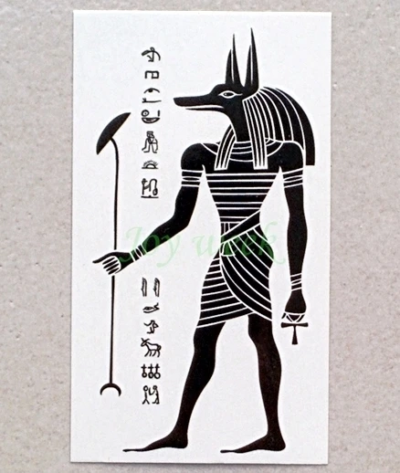 Водостойкая временная татуировка наклейка египетская Anubis Jackal Tatto наклейка s флэш-тату поддельные татуировки рука для детей Девушки Мужчины Женщины - Цвет: Армейский зеленый