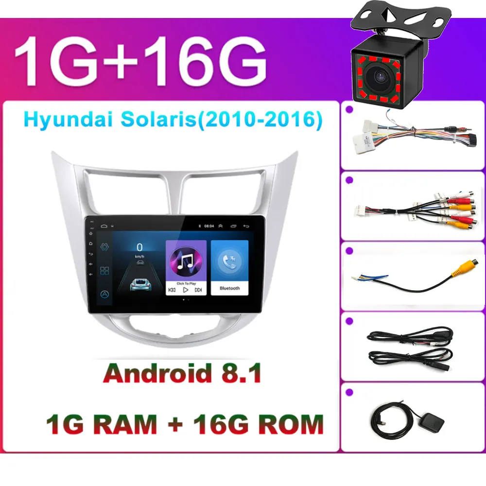 OEM вы хотите 2 Din Android 8,1 Автомобильный gps мультимедийный плеер для hyundai solaris peugeot 307SW Collora Kia Rio Sportage - Цвет: solaris 2010-2016