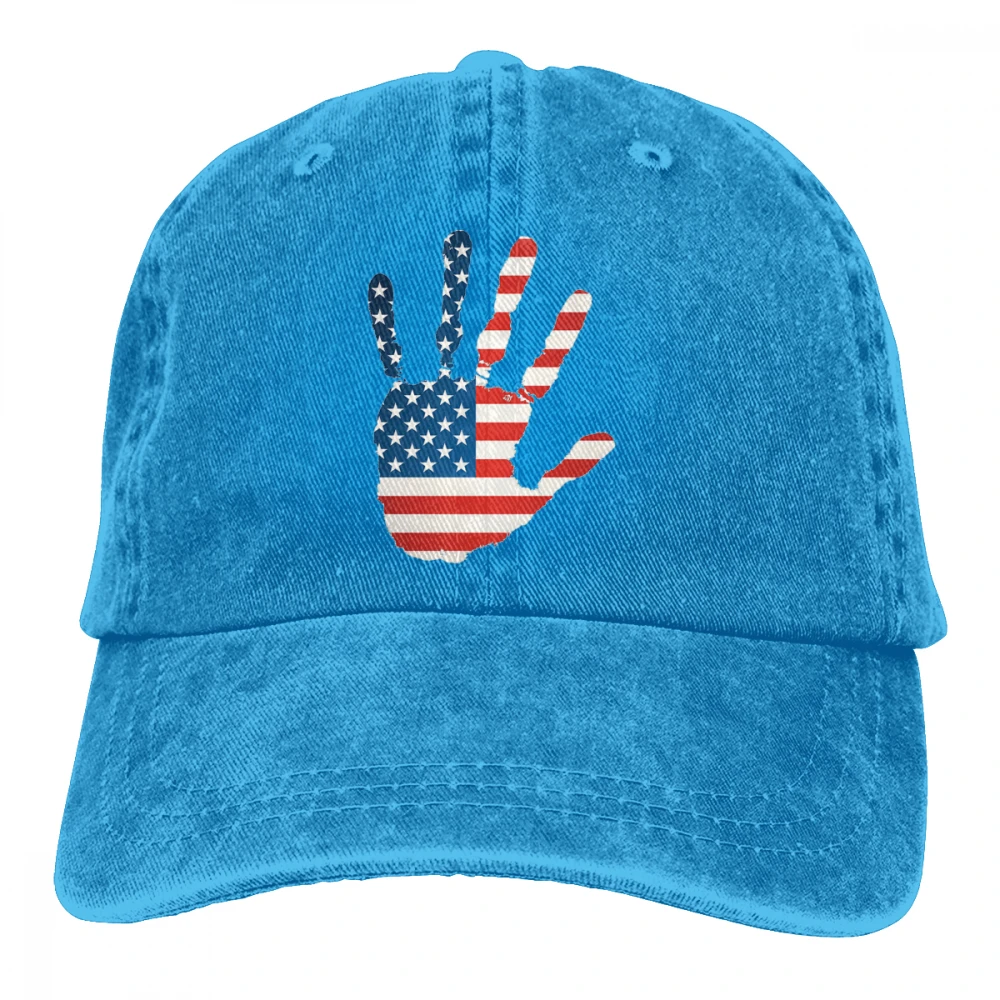 Американский флаг патриотический ручной Casquette темно-синий унисекс Мужские Женские джинсовые бейсболка с ремешком кепки Регулируемый Гольф папа шляпа