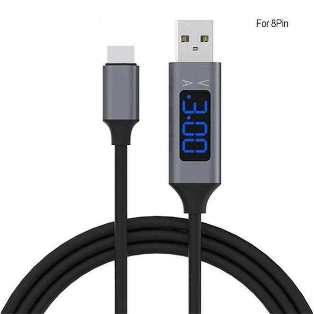 Black for 8Pin Led mi cro Usb type C кабель Быстрая зарядка QC 3,0 QC3.0 кабель для Xiaomi mi 9t 9 SE A3 CC9 Pro Красный mi 8 8A samsung S10 S9 Plus - Цвет: Black for 8Pin