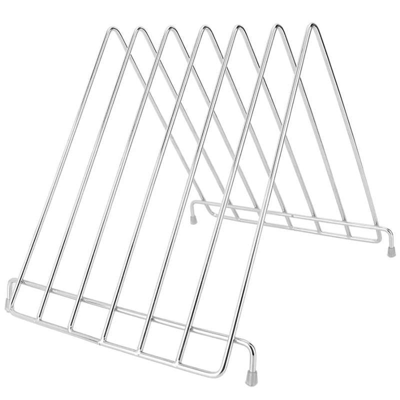 Dish Rack 6 Slots Stainless Steel Cutting Chopping Board Rack Stand Holder Kitchen Storage Organizer Home Organizer