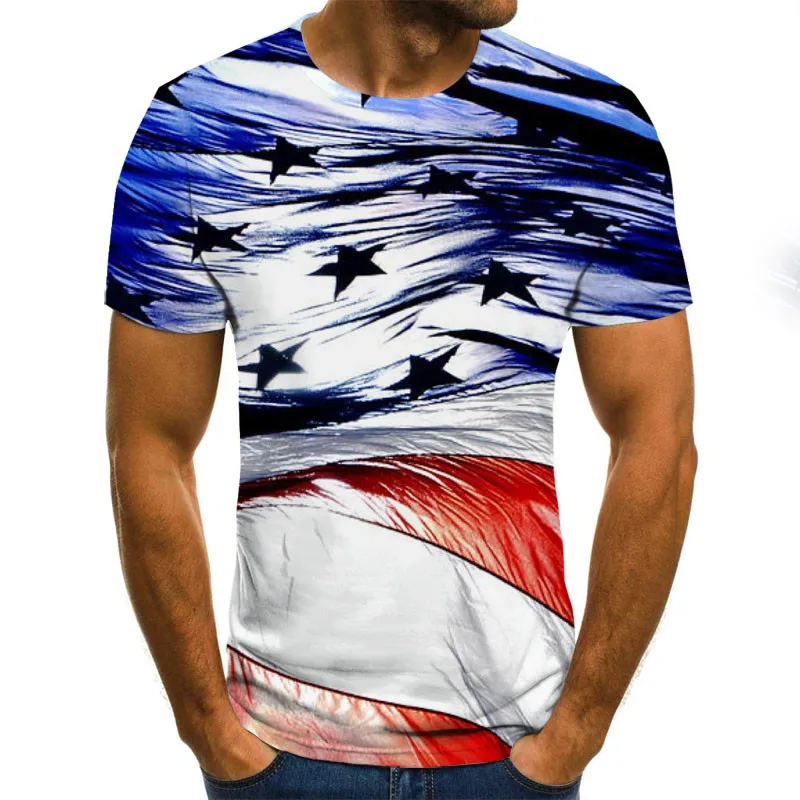 

2020 new summer men's T-shirt 3D flag printing round neck casual t shirt T-shirts for men