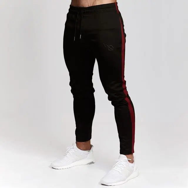 Black-Red Пользовательский дизайн, Мужская для спортзала, брюки для бодибилдинга, облегающие длинные штаны - Цвет: Black-Red