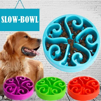 

Colorful Bowl Pet Container Dog Dish Pad Food Water Feeder Eat Slow Puppy Cat Pet Exercise Practical Product