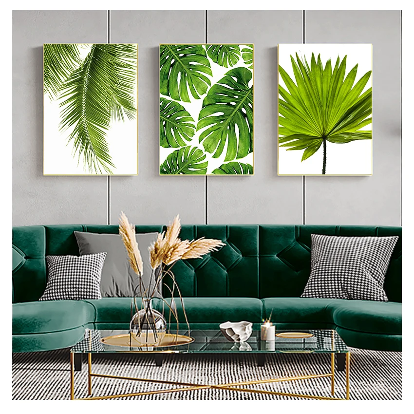 Green Plants Nordic Style Kids Room Decor Posters and Prints Wall Picture for Living Tropical Banana Leaf Canvas Painting | Дом и сад