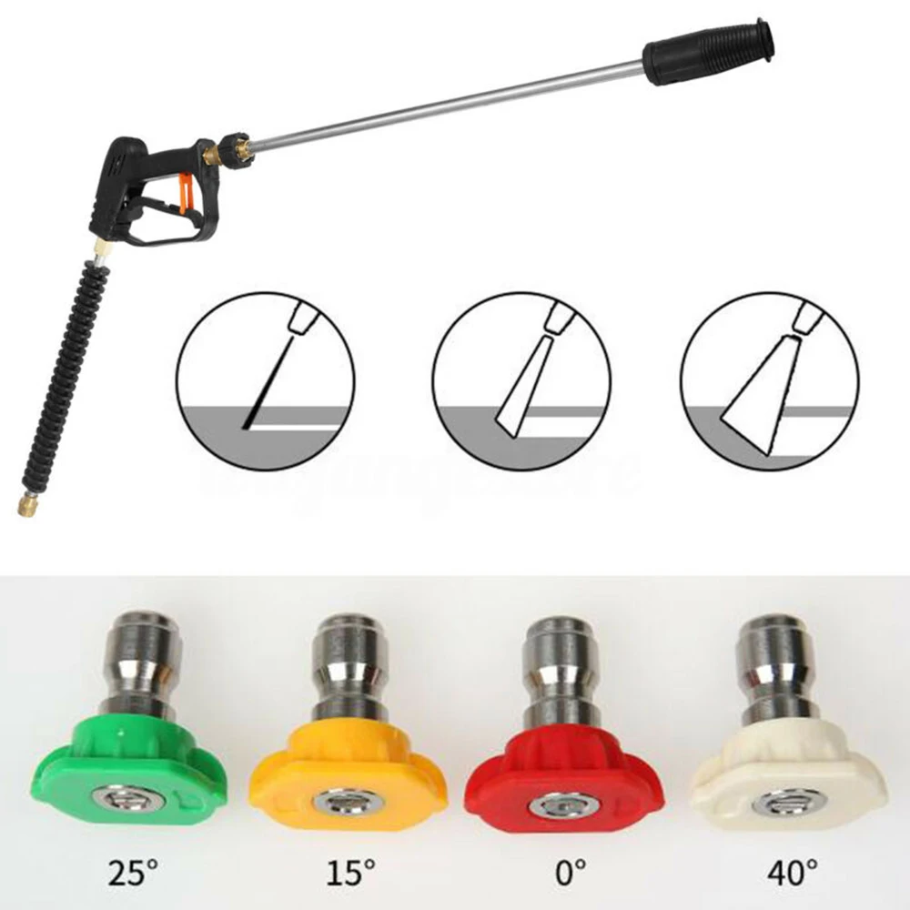 High Pressure 3000PSI Washing Spray Extension Wand Lance & 10M Water Washer Hose & 5 Spray Nozzle Tip