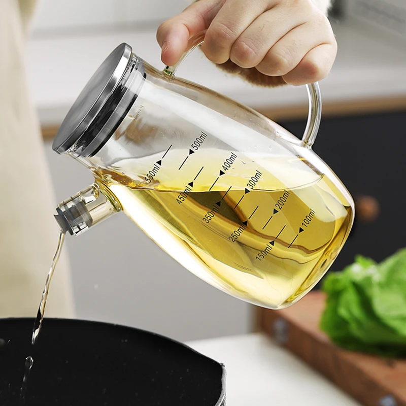 

Japanese Style Transparent Oil Tank Leak-Proof Thickened Glass Oil Bottle Household Kitchen Soy Sauce Vinegar Bottle with Lid