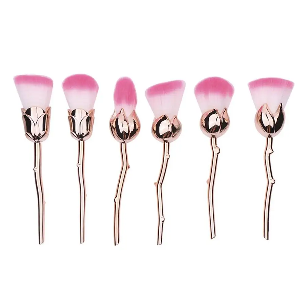 

Professional 6pcs/Set Beauty Makeup Cosmetics Brushes Foundation Powder Blush Eyeshadow Soft Rose Shape Brush Set