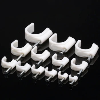 

100pcs/lot Steel nail cable clips 5/6/8/9/10/12/14/22/25mm wall electric wire fixed clip mount cable puller finisher wire clamp