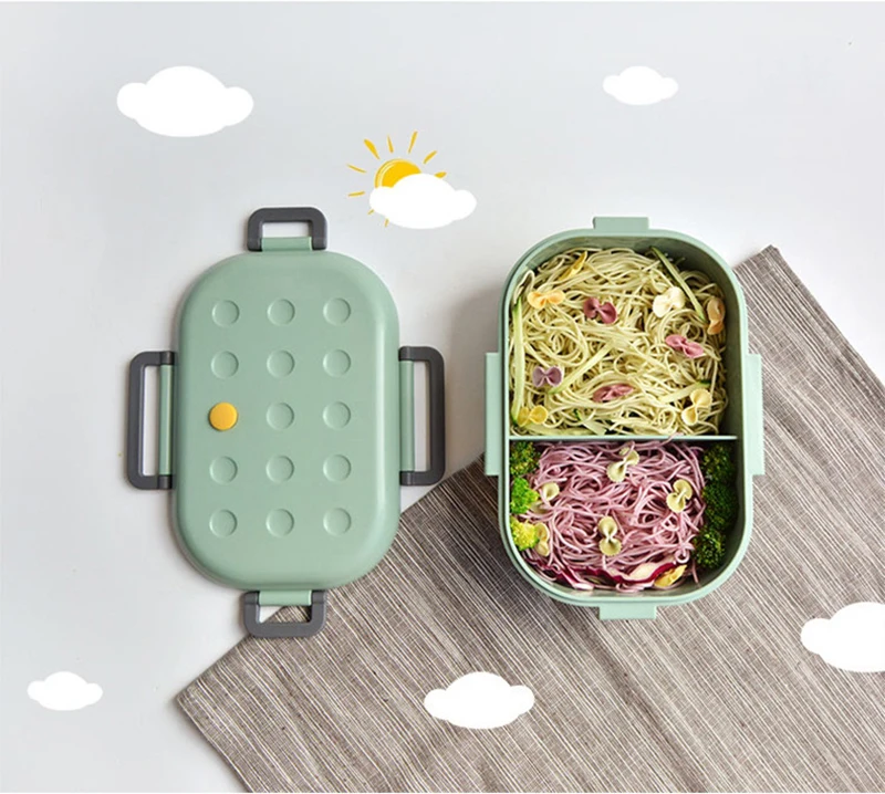 Здоровая Детская школьная силиконовая коробка для ленча крышка Bento Ланчбокс микроволновая печь контейнеры для еды с отделениями 1000 мл