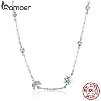 11.11 Sales 925 Sterling Silver Sparkling Moon and Star Exquisite Pendant Necklaces for Women 925 Silver Jewelry Gift SCN272