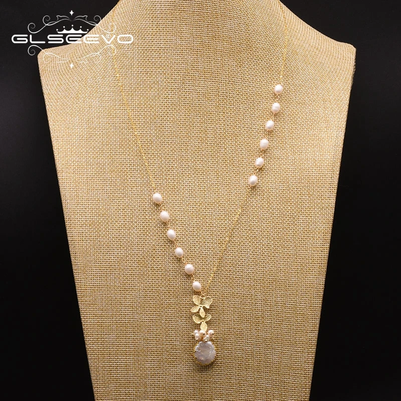 GLSEEVO ожерелье с кулоном из пресной воды и белого жемчуга для женщин и влюбленных, вечерние ювелирные изделия ручной работы для помолвки GN0155