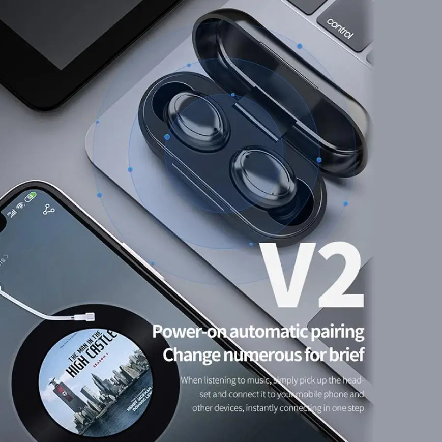 Waterproof TWS Sports Wireless Bluetooth Earphone Mini Hifi Stereo Headphone Touch Control Headset PC Gaming Earbuds for Mic
