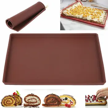 

New Silicone Bakeware Baking Dishes Pastry Baking Tray Oven Rolling Kitchen Bakeware Mat Sheet Two Size