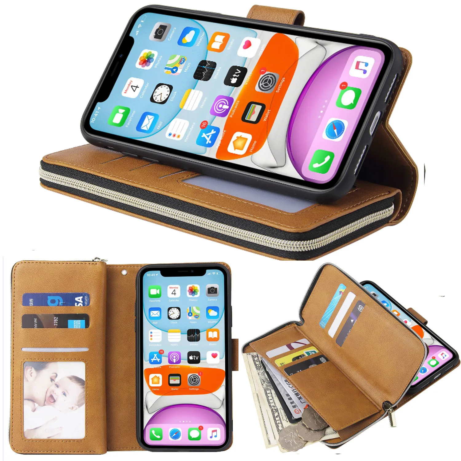 

Роскошный кожаный чехол-кошелек на молнии для Sharp Aquos Sense, чехол-книжка, магнитный Ультратонкий чехол с 9 картами для Sharp Aquos Sense2