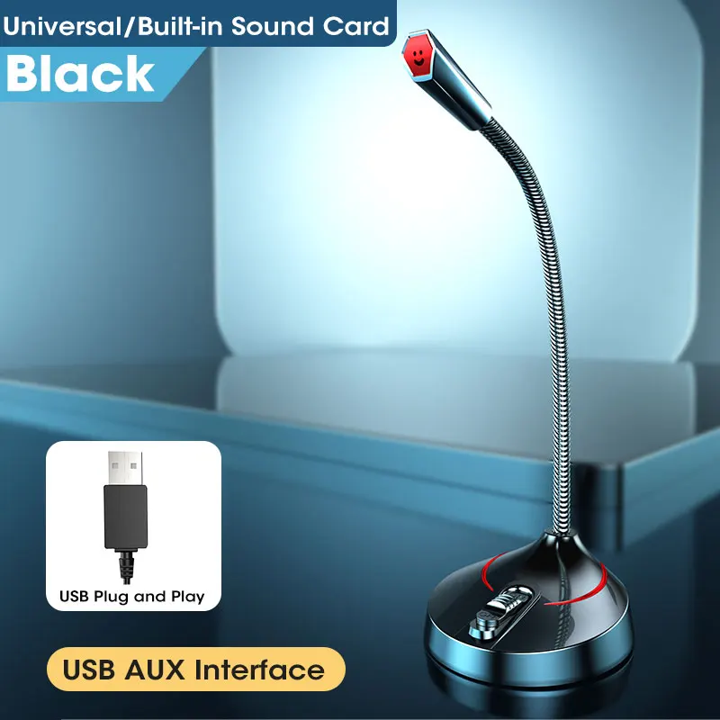 Computer Microphone RGB Gaming Microphone PC USB 3.5mm for Computer Vol Noise-Cancelling Plug &Play Desktop PC Mic 