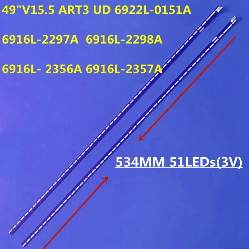 Tira de luces LED, accesorio para televisor de 49 v 15,5 ART3 UD 6922L-0151A 49UF671V 49UF770V 49UF680V 49UF7700 49UF7707 49UF7787 49UF6700 piezas, 2 LC490EGG-FHM1