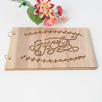 

Personalised Wooden Wedding Birthday Party Christening Guest Book Scrapbook Album For Home Decorative